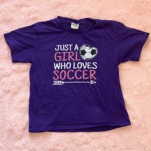 Purple Girls Size Small 7/8 Just A Girl Who Loves Soccer Casual Tee Shirt Top